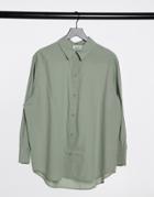 Weekday Edyn Shirt In Light Khaki-green