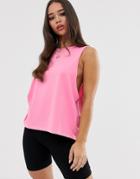 Asos Design Super Dropped Armhole Tank In Neon Pink
