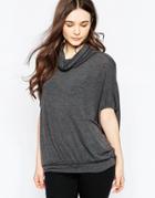 Wal G Top With Roll Neck - Charcoal