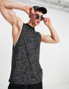 Asos Design Relaxed Tank Black Leopard Burnout