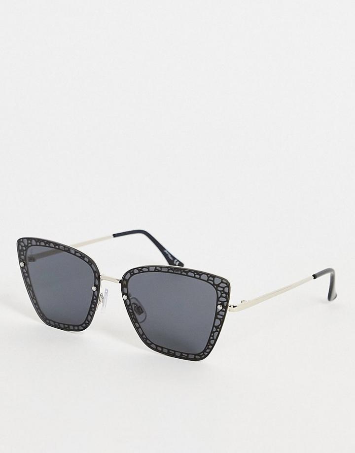 Jeepers Peepers Oversized Sunglasses With Printed Frame In Black