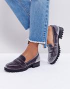 London Rebel Velvet Cleat Sole Loafer - Gray