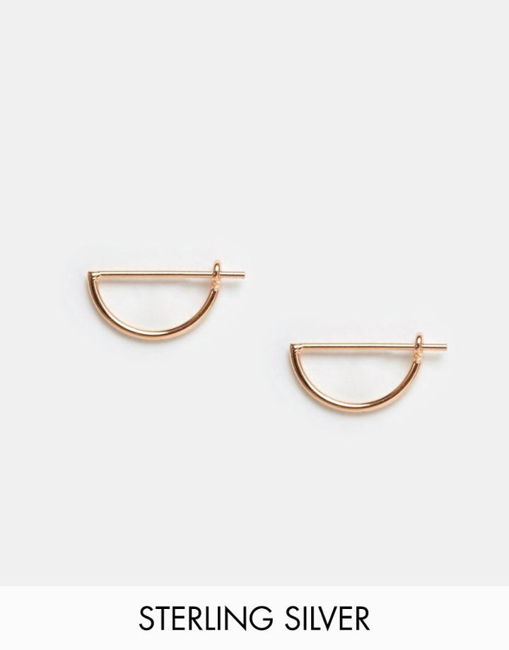 Asos Rose Gold Sterling Silver Mini Semi Circle Hoop Earrings - Rose Gold