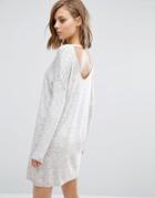 Asos Knit Dress With Cut Out And Open Back - Gray