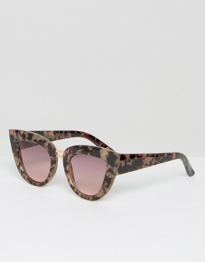 Asos Flat Top Cat Eye With Double Nose Bridge - Brown