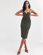 Opulence England Premium Party Fringe Detail Midi Dress In Black