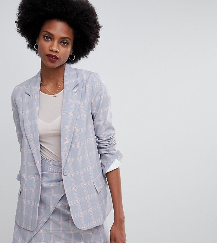 Oasis Tailored Blazer In Gray Check - Multi