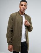 D-struct Longline Wool Blend Bomber - Green