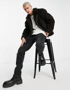 Allsaints Kentaro Sherpa Biker Jacket In Black