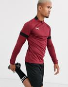 Puma Soccer 1/4 Zip Sweat In Burgundy With Black Panels Exclusive To Asos-red