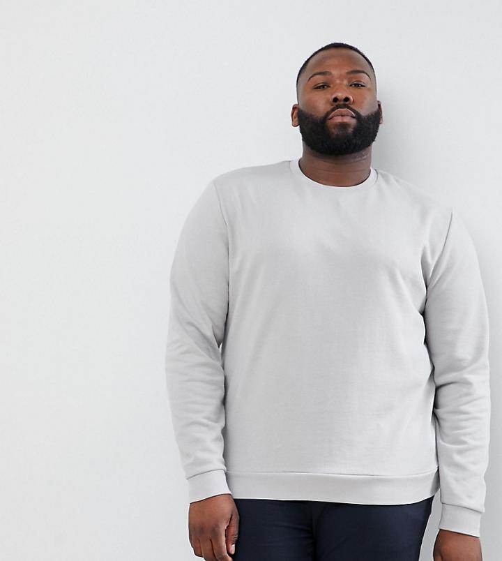 Asos Design Plus Sweatshirt In Light Gray - Gray