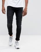 Dml Jeans Super Skinny Spray On Biker Jeans With Rips In Black - Black