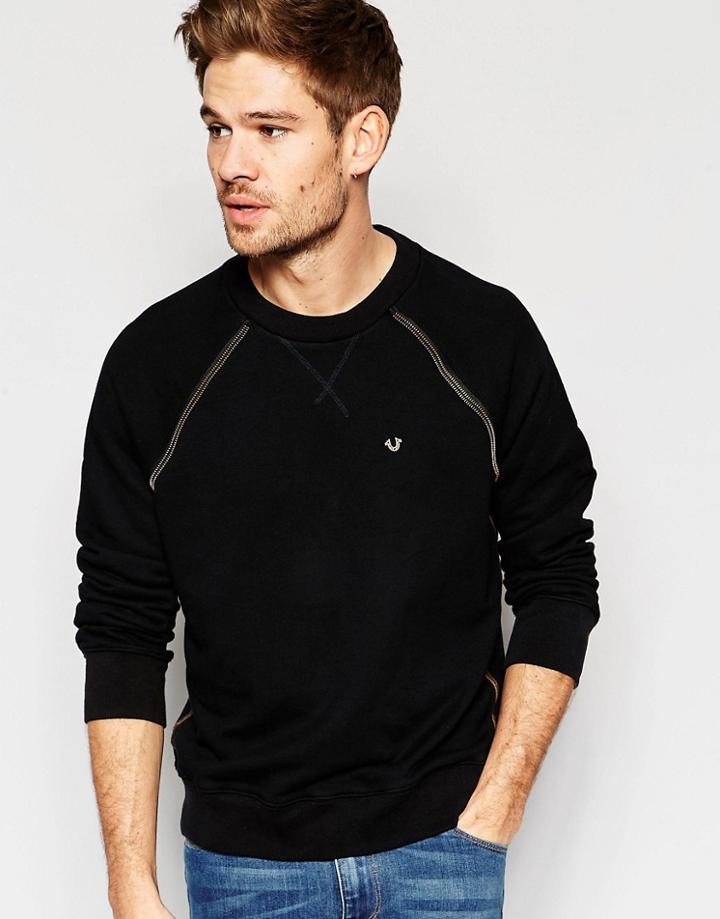 True Religion Zip Edge Sweatshirt - Jet Black
