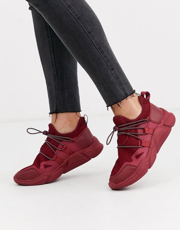 Asos Design Division Knitted Sneakers In Burgundy-red