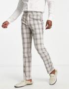Devils Advocate Skinny Suit Pants In Gray Plaid