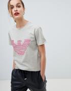 Emporio Armani T-shirt With Embroidered Heart - Gray