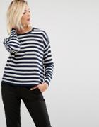 Sisley Stripe Fine Knit Sweater - White