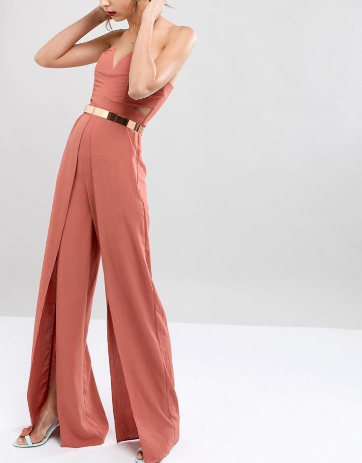 Asos Design Skinny Full Metal Rose Gold Waist Belt