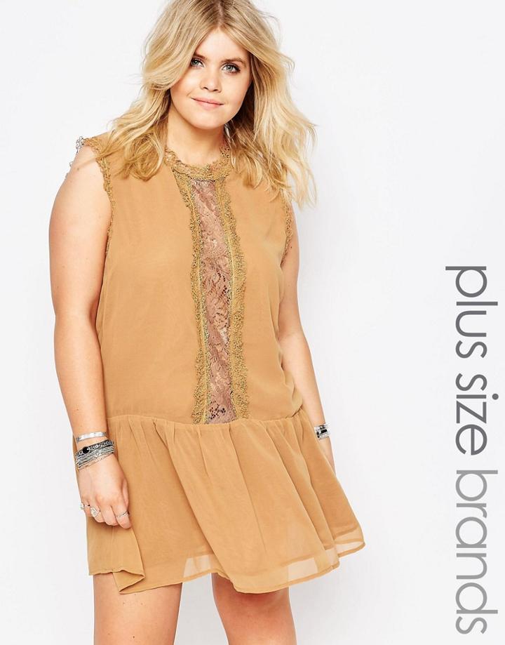 Alice & You High Neck Lace Insert Dress - Yellow