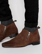 Asos Zip Chelsea Boots In Brown Suede - Brown
