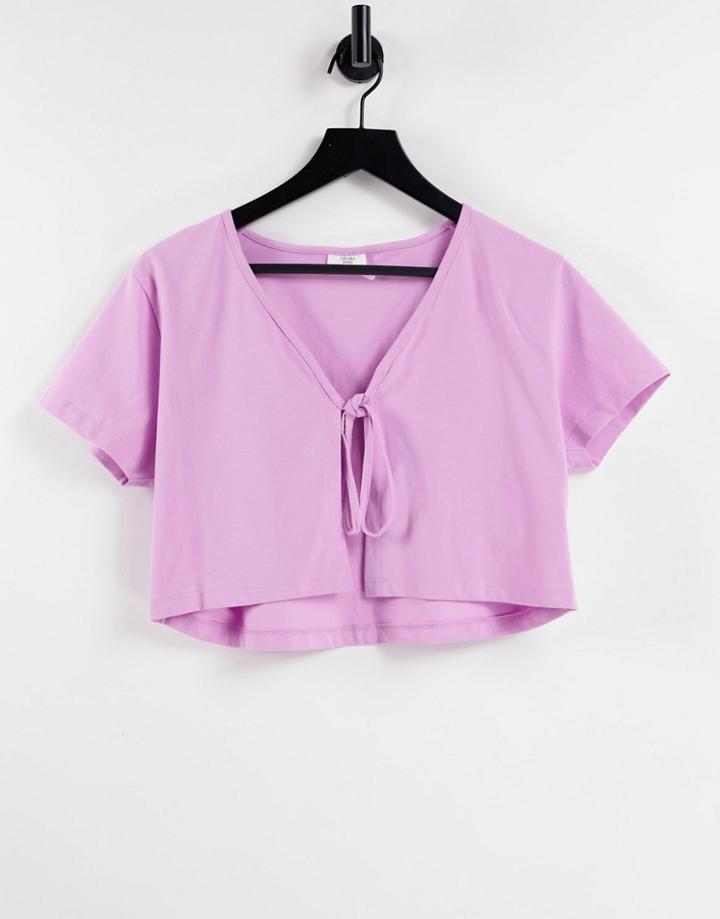 Chelsea Peers Lounge Tie Front Top In Lilac-purple