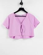 Chelsea Peers Lounge Tie Front Top In Lilac-purple