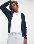 Topman Oversized Knitted Cardigan In Navy