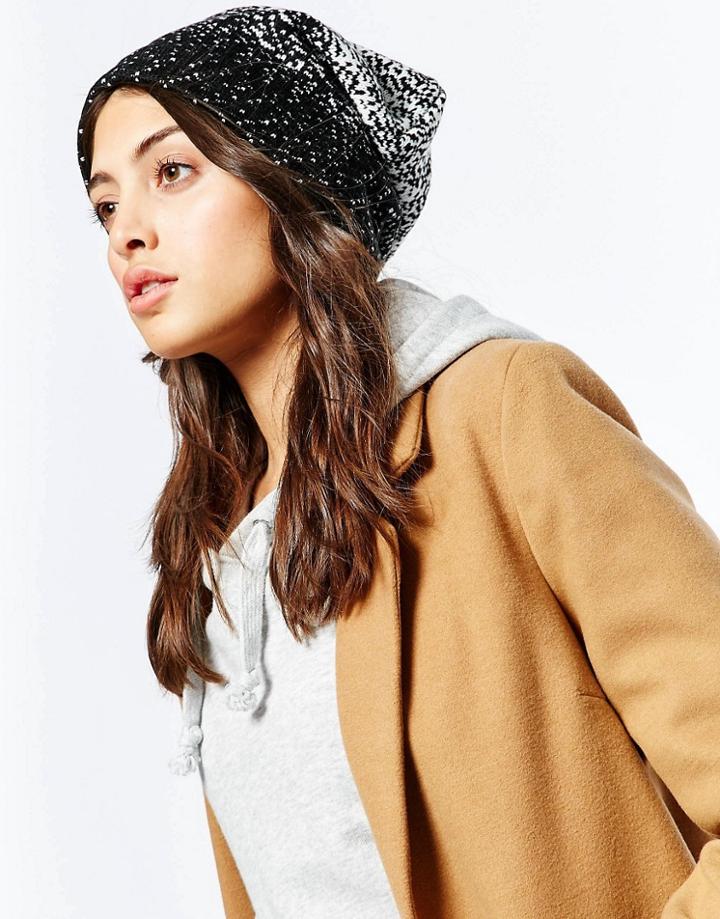 Plush Ombre Dot Beanie - Black