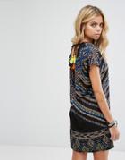 Noisy May Printed Dress With Tassel Back Detail - Multi