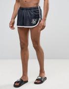 Siksilk Retro Swim Shorts In Black - Black