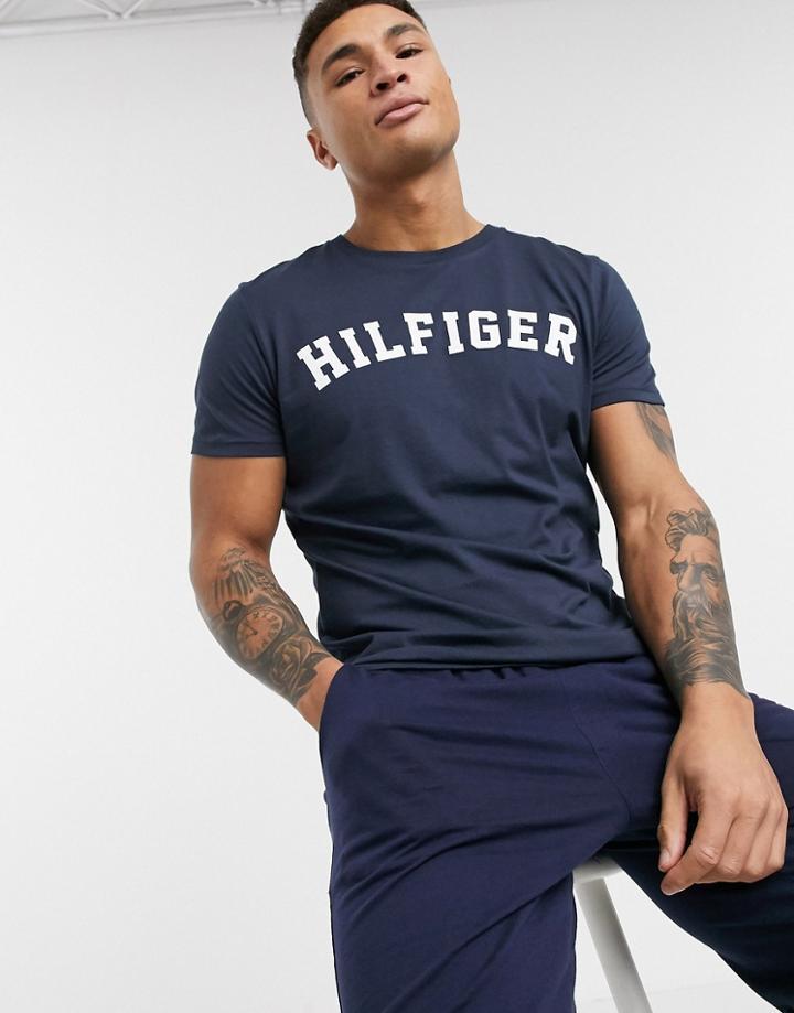 Tommy Hilfiger Logo Crew Lounge T-shirt In Navy