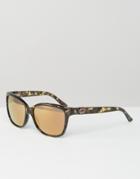 Gucci D Frame Sunglasses With Mirror Lens - Brown