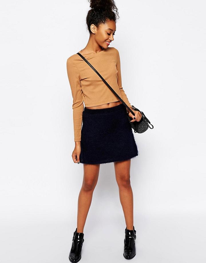 Monki Brushed Mini Skirt - Blue