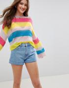 Asos Design Stripe Sweater In Open Knit-multi