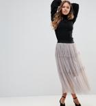 Vero Moda Petite Mesh Midi Skirt - Gray