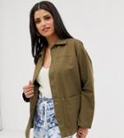 Asos Design Tall Utility Washed Cotton Jacket-green
