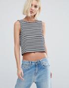 Pepe Jeans Savannah Cropped Striped Tank Top - Navy