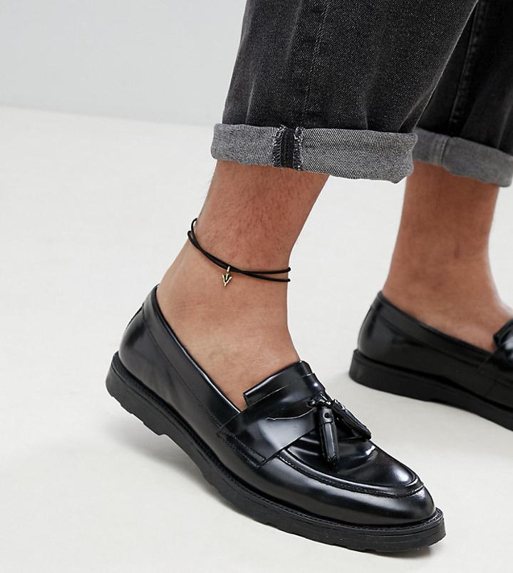 Asos Design Plus Anklet 2 Pack With Burnished Gold Arrow - Black