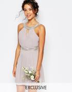 Tfnc Wedding Embellished Pleated Mini Dress - Lavender Fog