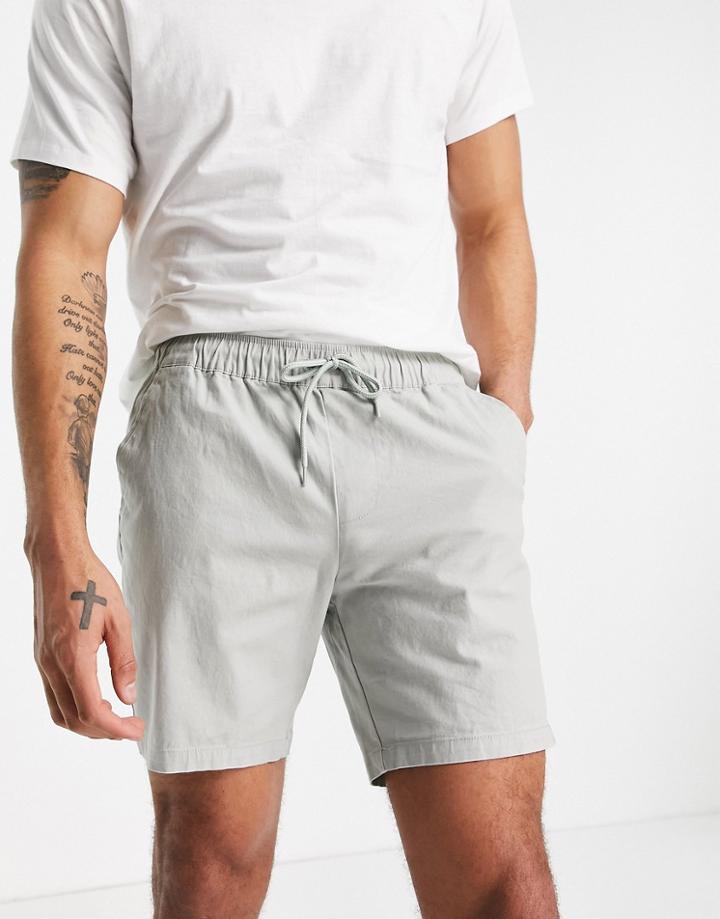Asos Design Slim Chino Shorts In Light Gray-grey