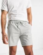 Asos Design Slim Chino Shorts In Light Gray-grey