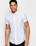 Armani Jeans Shirt With Jaquard Pattern Slim Fit Short Sleeves - White