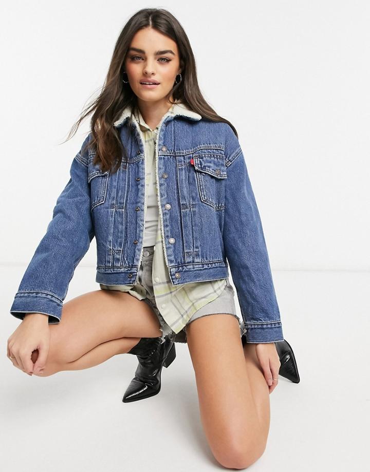 Levi's New Heritage Sherpa Denim Jacket In Blue