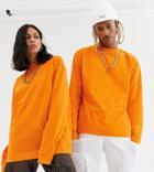Collusion Unisex Long Sleeve T-shirt In Bright Orange