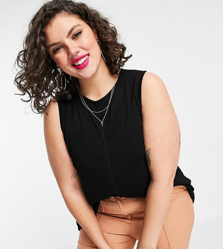 Asos Design Curve Oversized Longline Swing Tank In Black