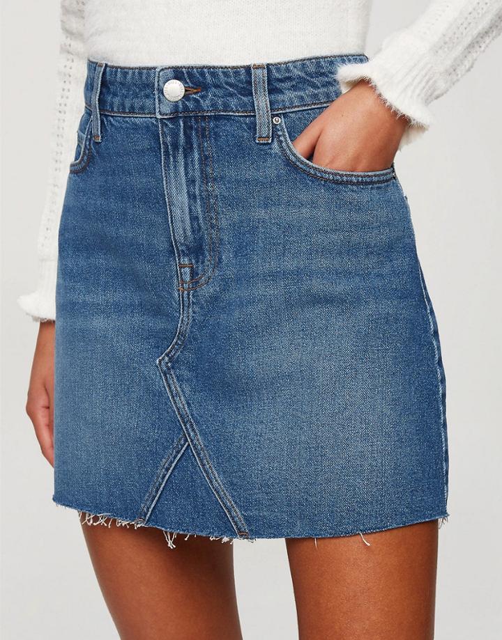 Miss Selfridge Denim Mini Skirt In Mid Blue-blues