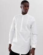 Asos Design Regular Fit Overhead Longline Shirt With Bib Detail In White