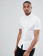 Asos Design Slim Shirt With Stretch In White - White