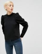 Asos Boxy Top With Exaggerated Sleeves - Black