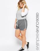 Asos Curve High Waist Runner Short With Binding - Charcoal